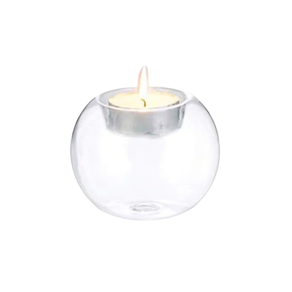 INSPIRA - Candelabro Redondo de Vidrio con Hueco para Velas