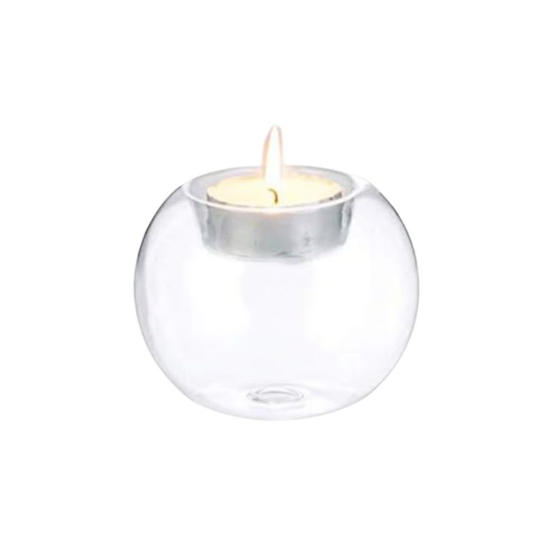 INSPIRA - Candelabro Redondo de Vidrio con Hueco para Velas