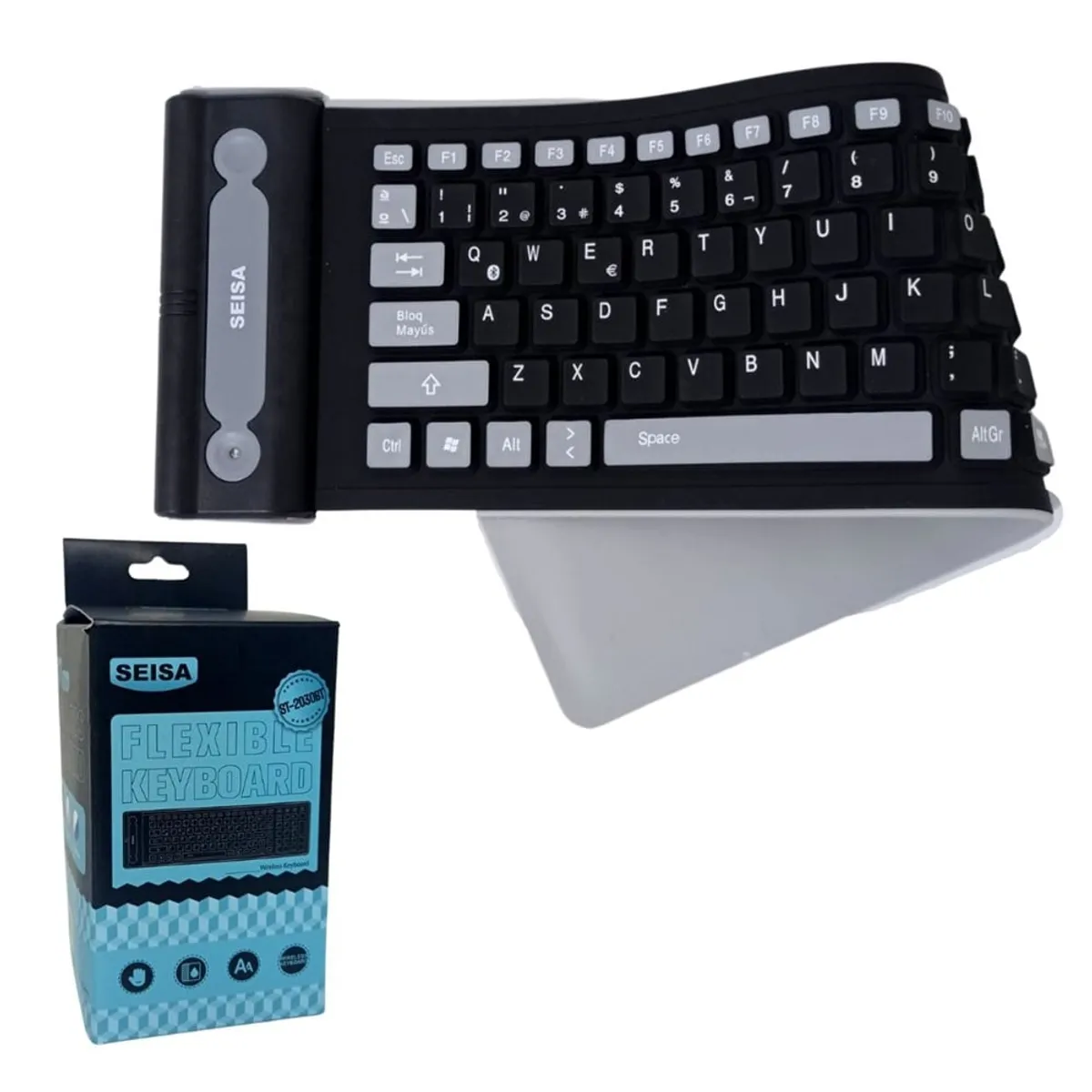 SEISA - Teclado Bluetooth Flexible Silicona 107 Teclas Seisa Celular Tablet