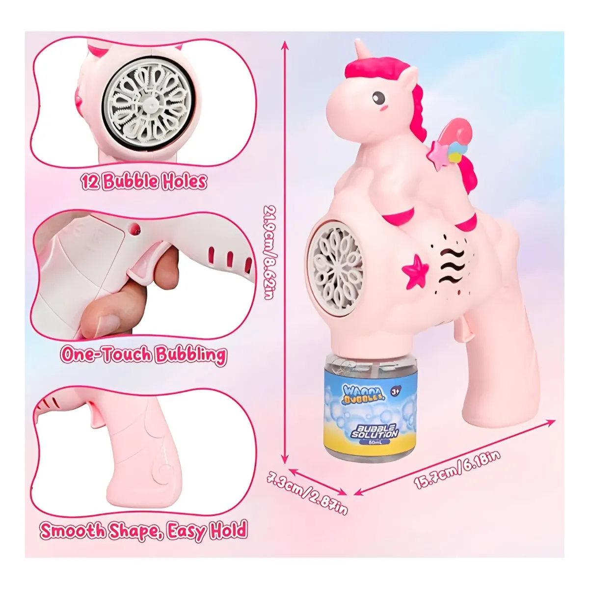 GENERICO - Pistola De Burbujas Con Luces Juguete Para Niñas Unicornio