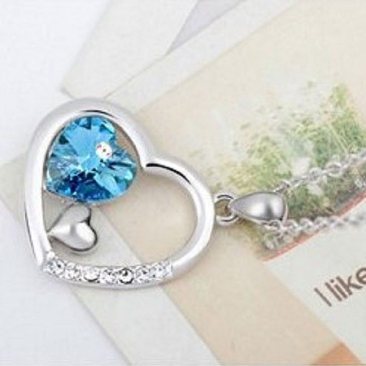 GENIEKA - Set de Joyas Corazón Turquesa Collar + Aretes  Novia San Valentín