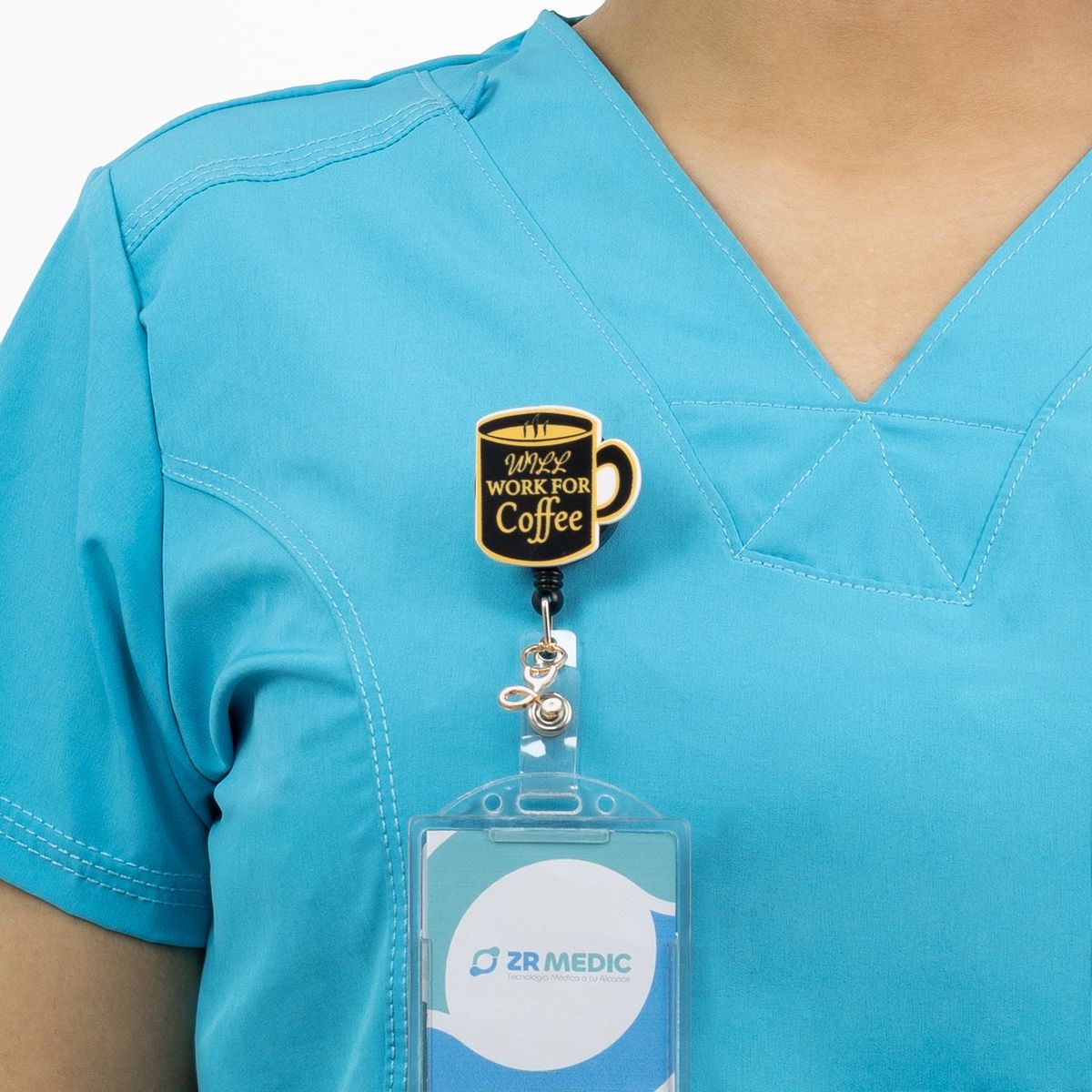 GENERICO - Carrete de Credencial con Clip Taza Negra