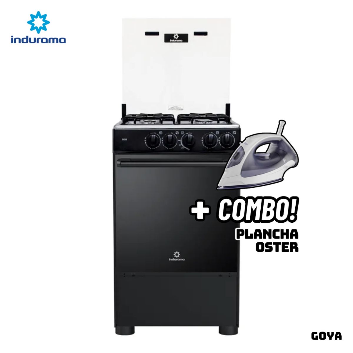 INDURAMA - COCINA DE PIE INDURAMA A GAS 4 HORNILLAS - GOYA + PLANCHA OSTER