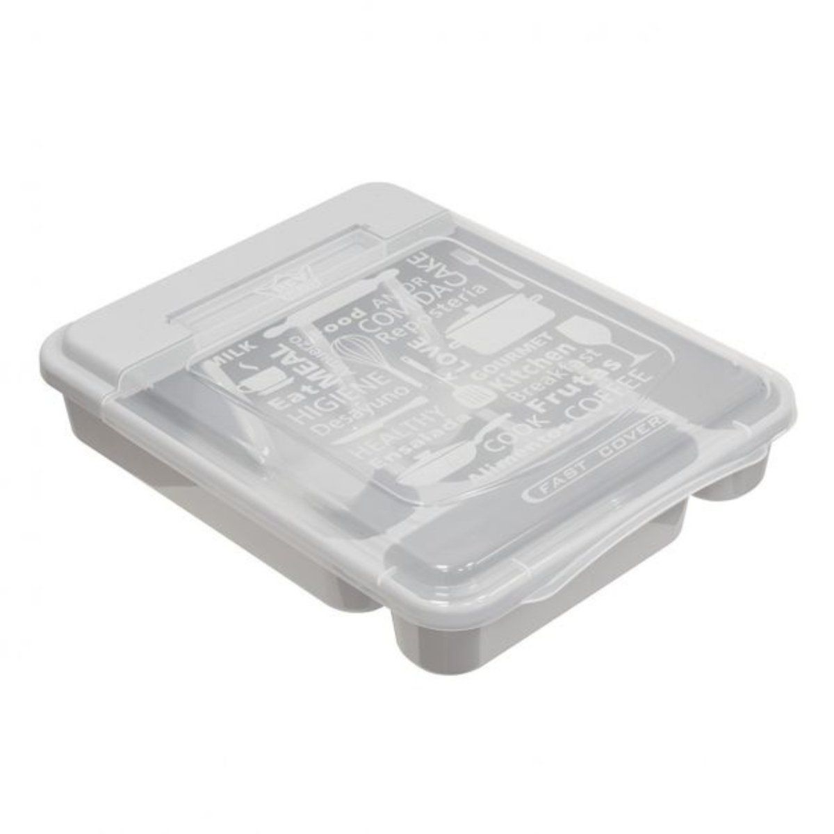 REY PLAST - Organizador de Cubiertos Fast Cover Compacto Gris