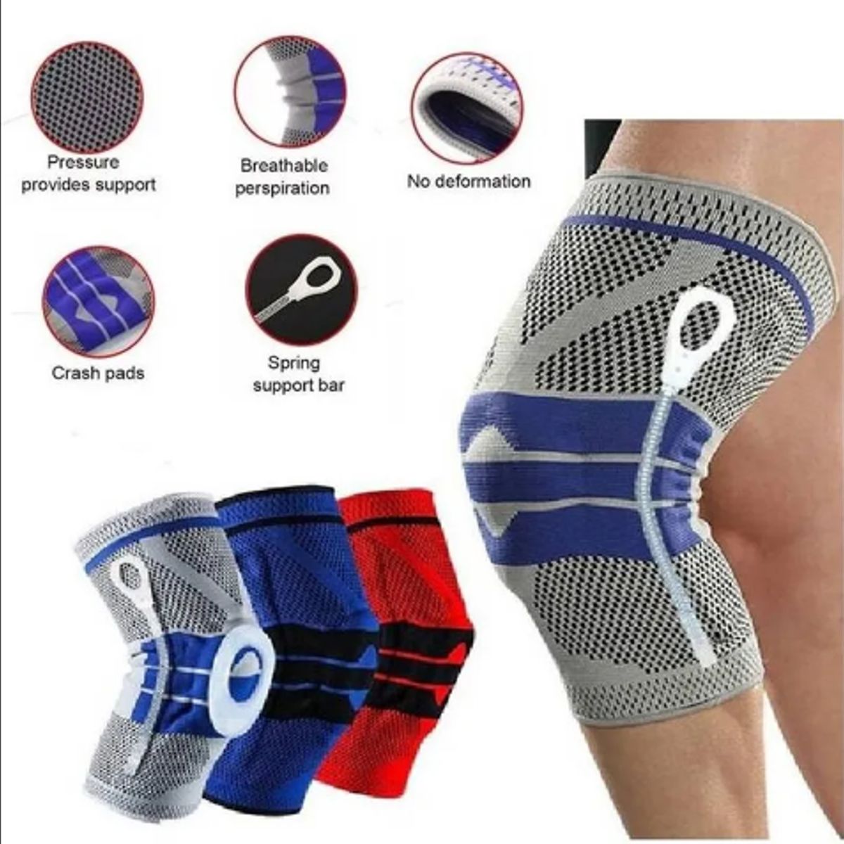 GENERICO - Rodillera deportiva con gel y varillas protector de menisco