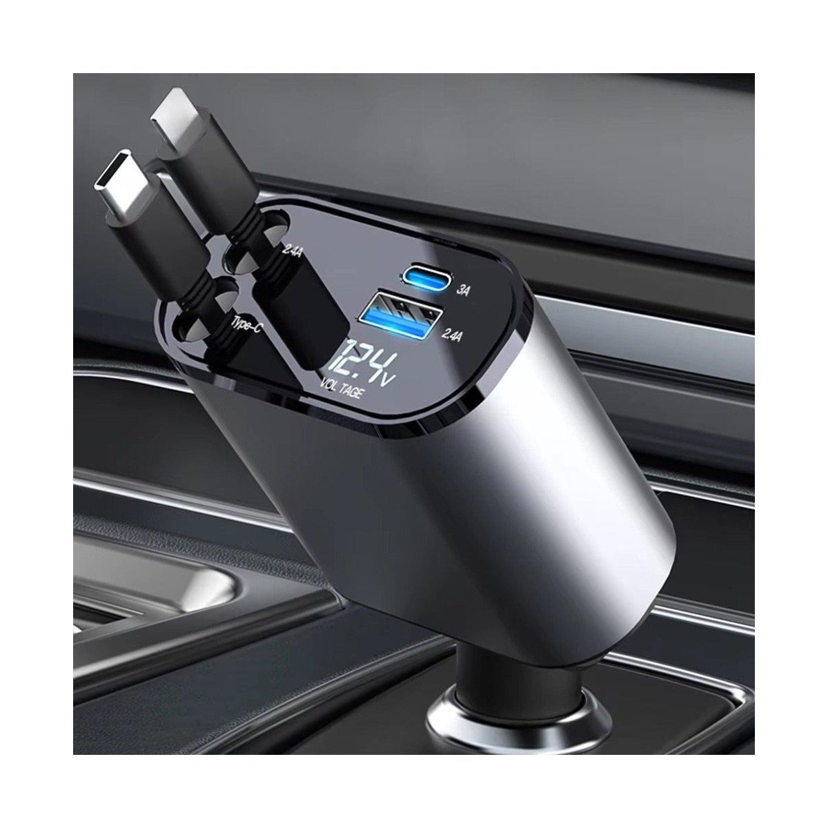 KREED - Cargador de Auto Retráctil - Carga Rápida