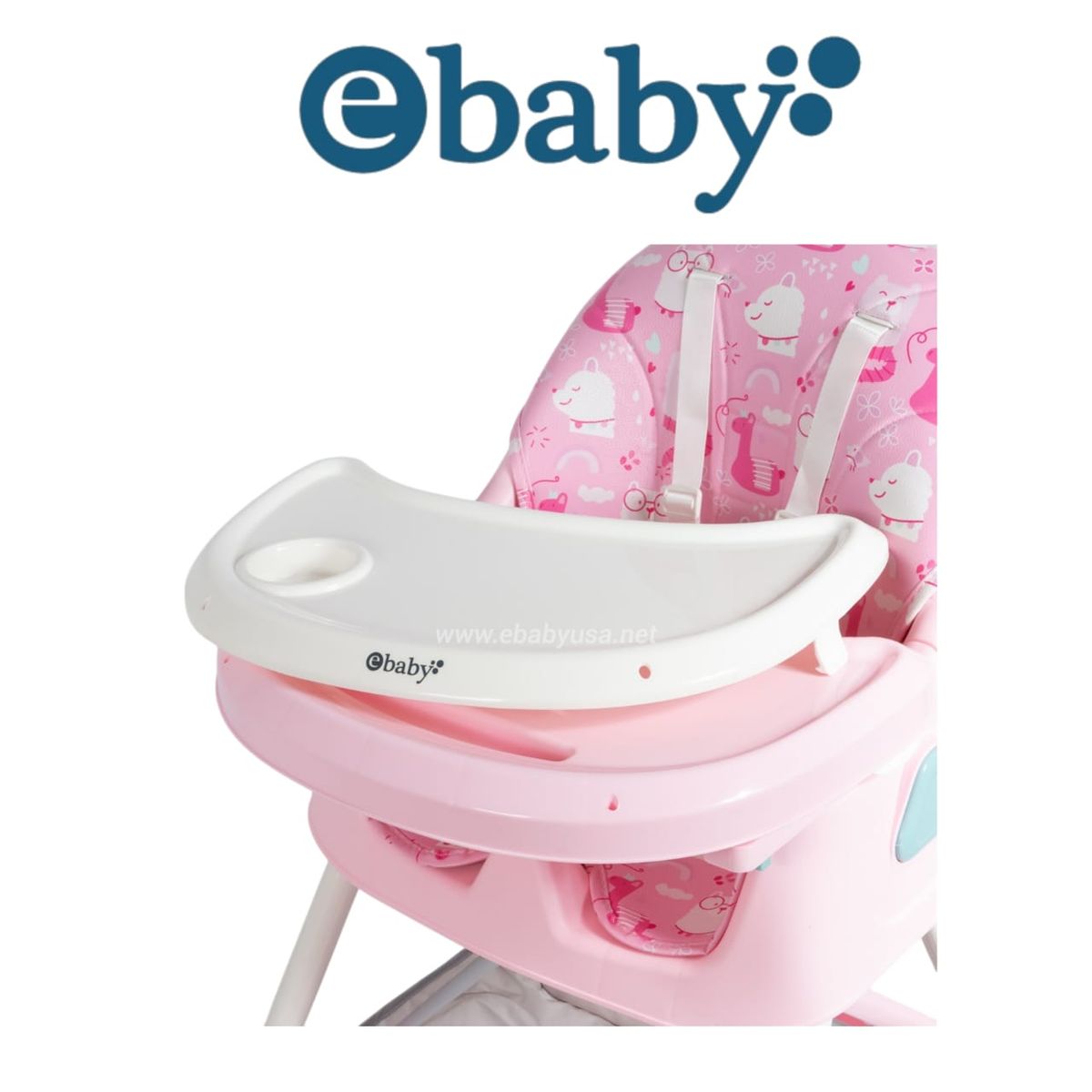 EBABY - Silla de Comer para bebe Plegable Doble bandeja+ Rueda LULU