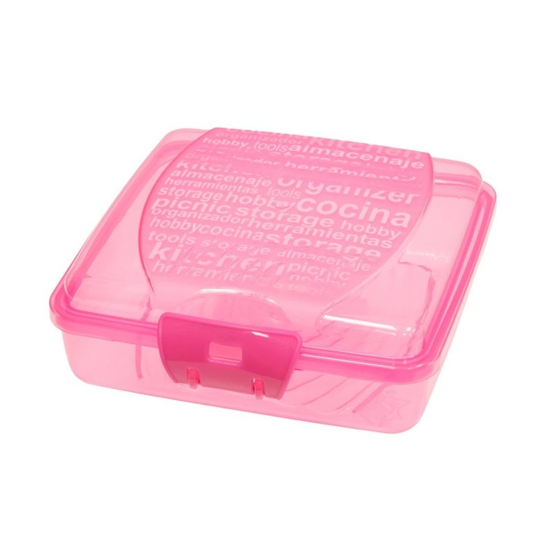 REY PLAST - Organizador portátil cuadrado 570ML práctico Rosa