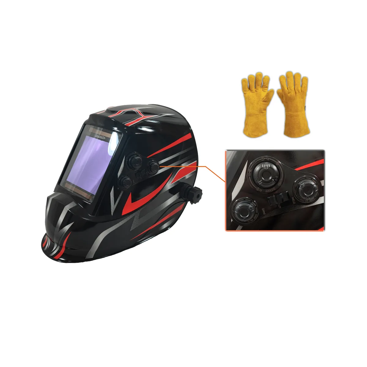REDBO - CARETAS PARA SOLDAR FOTOSENSIBLE REDBO WH10093-4A + guantes