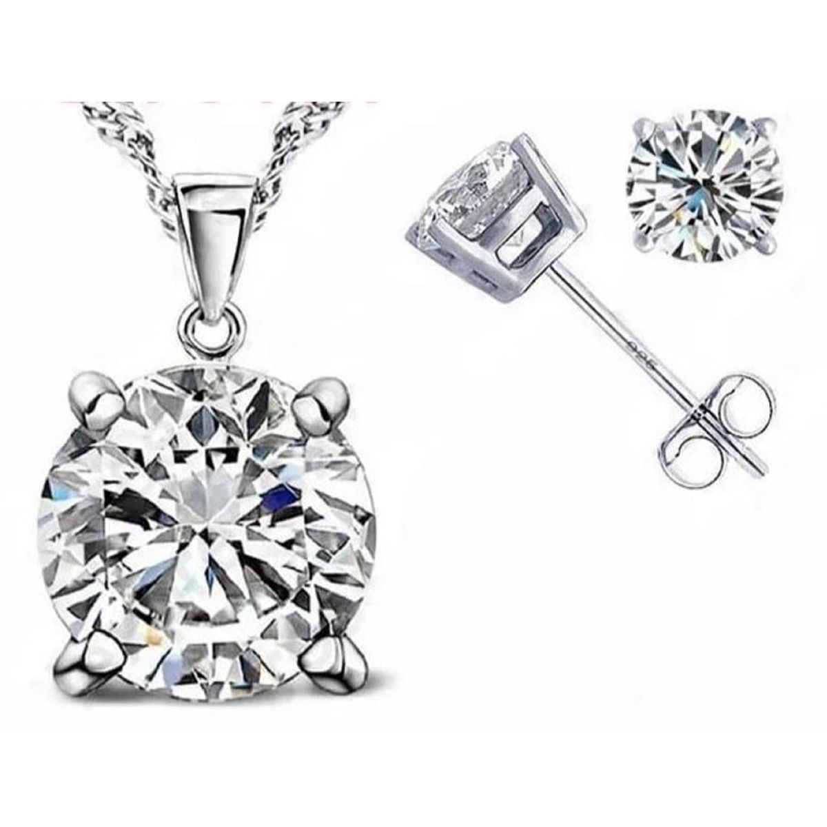 GENIEKA - Set de Joyas Shiny Crystal Squar Collar +Aretes  San Valentín Genieka