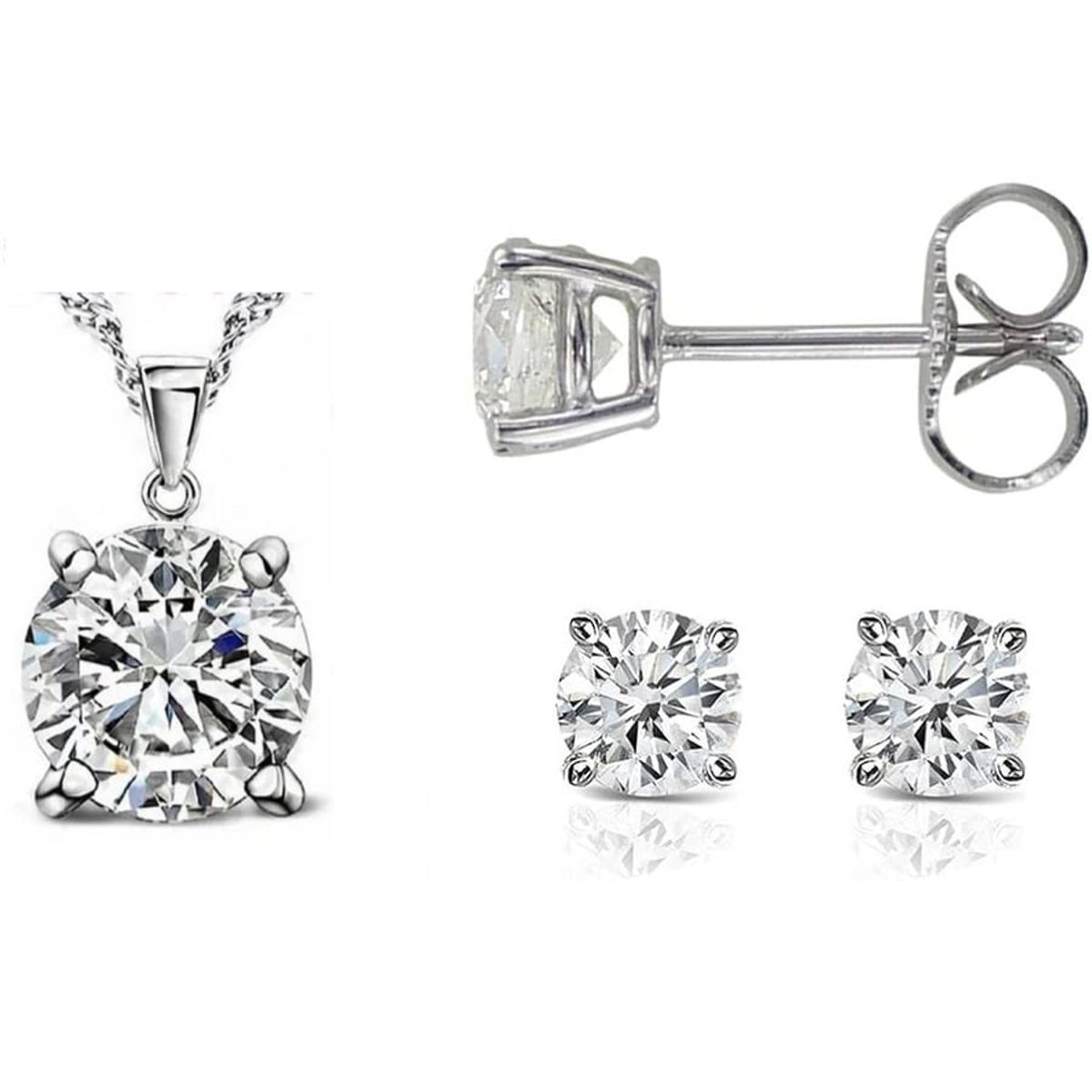 GENIEKA - Set de Joyas Shiny Crystal Squar Collar +Aretes  San Valentín Genieka