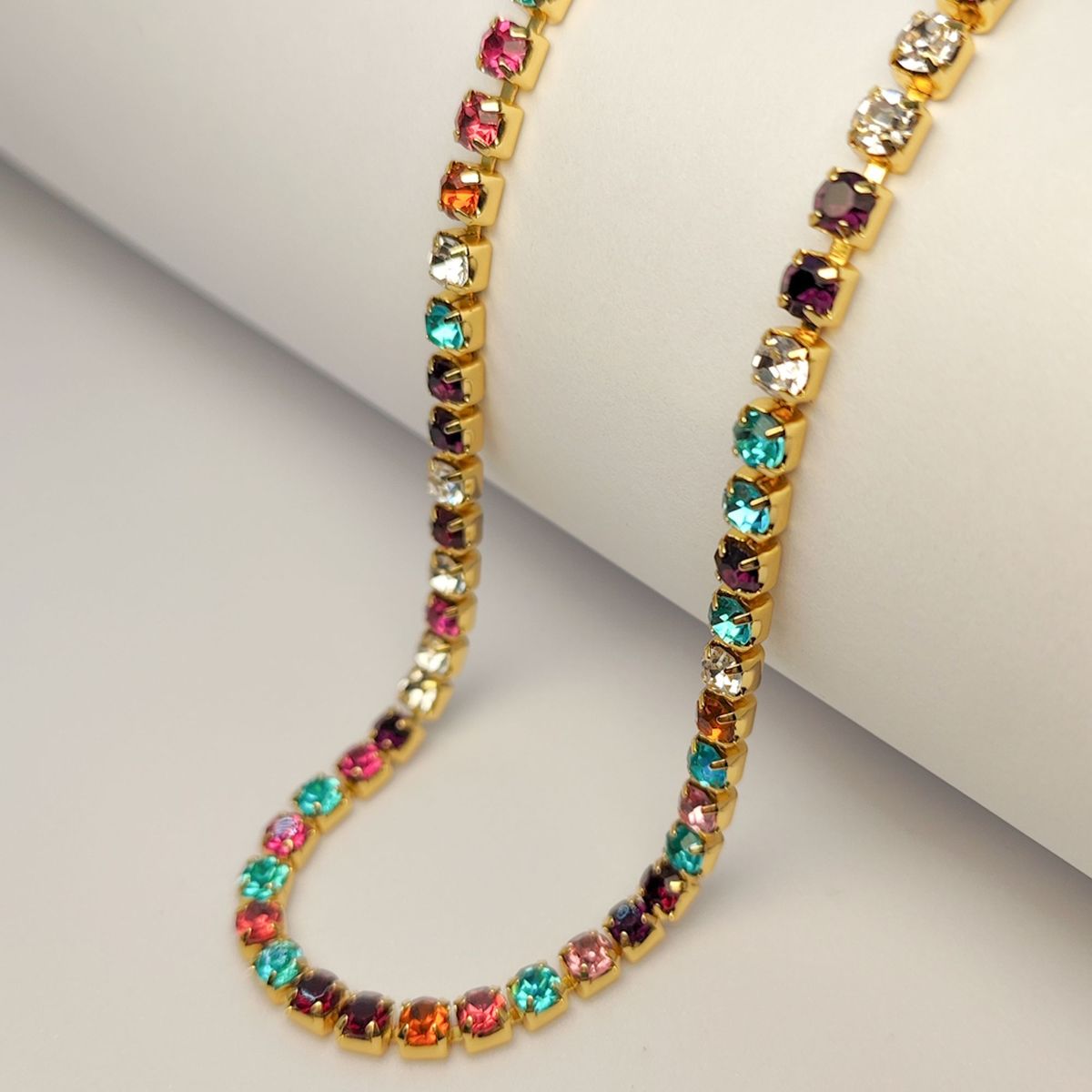 SUNDARA - Collar Golden Strass Multicolor