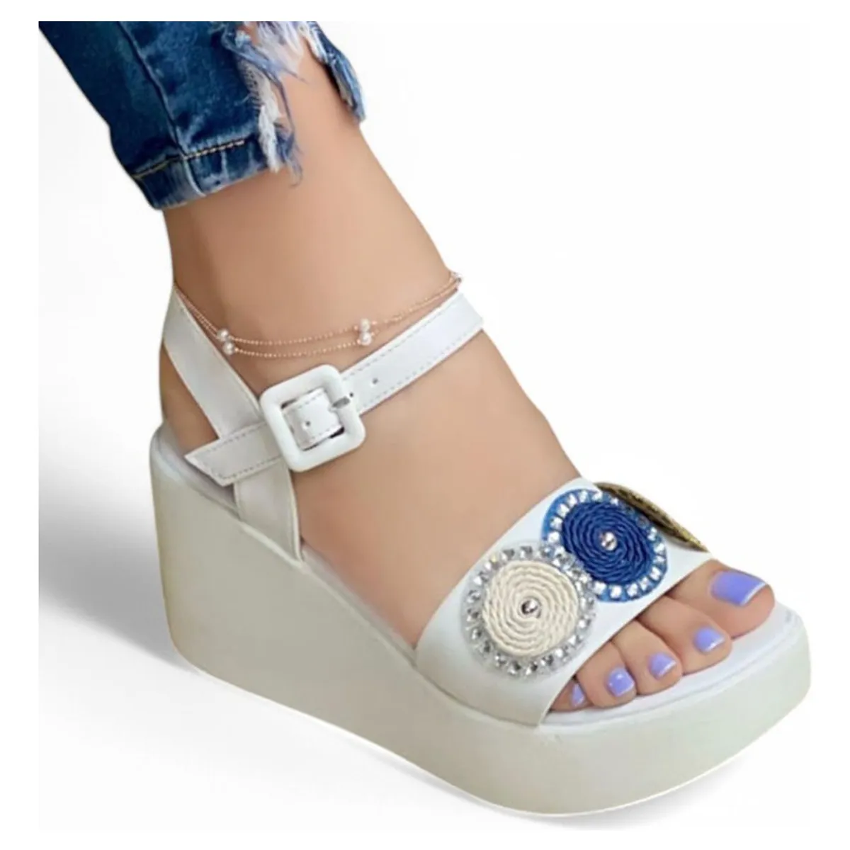 GENERICO - Sandalia Mujer Luna Tejida 1177-55 Color Blanco