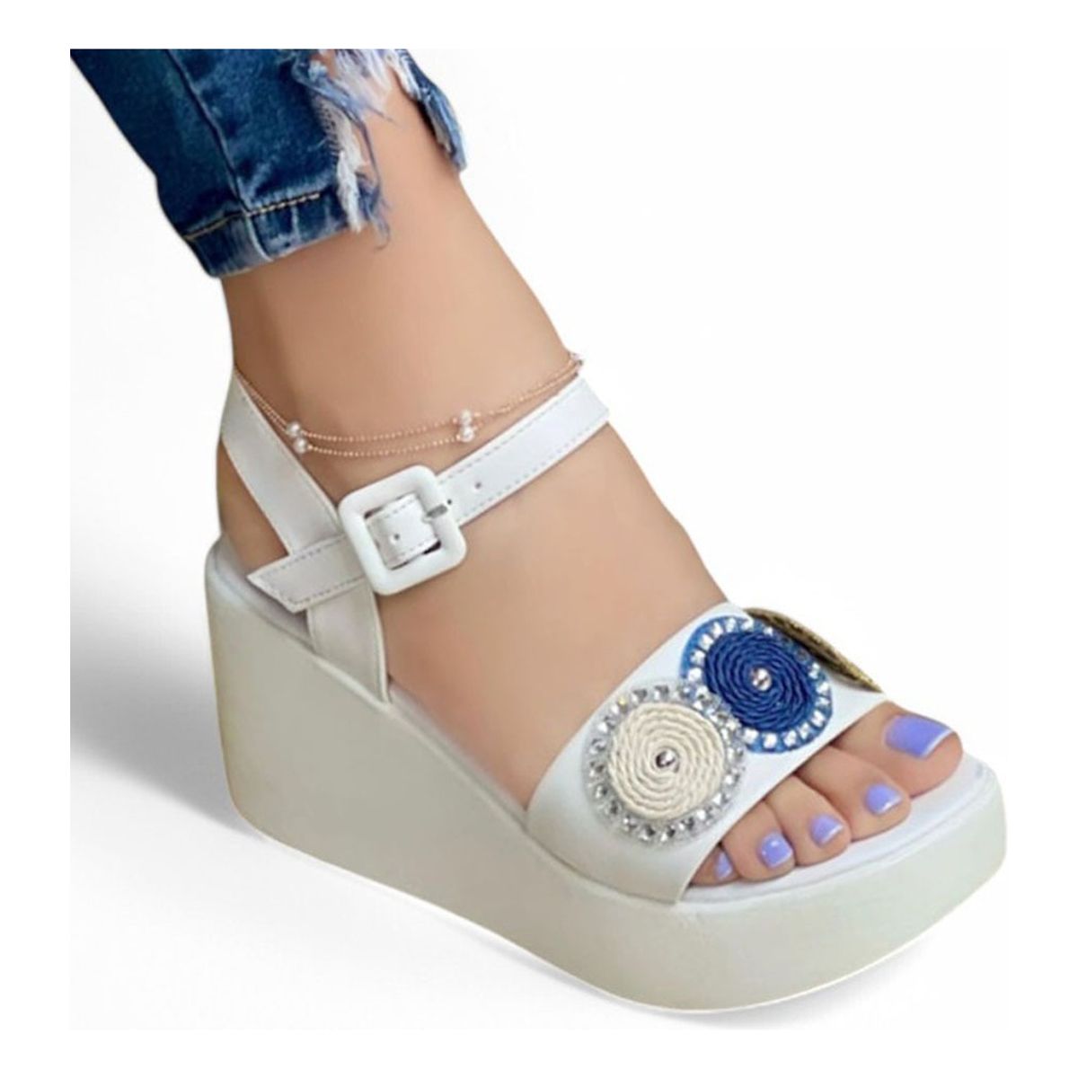 GENERICO - Sandalia Mujer Luna Tejida 1177-55 Color Blanco