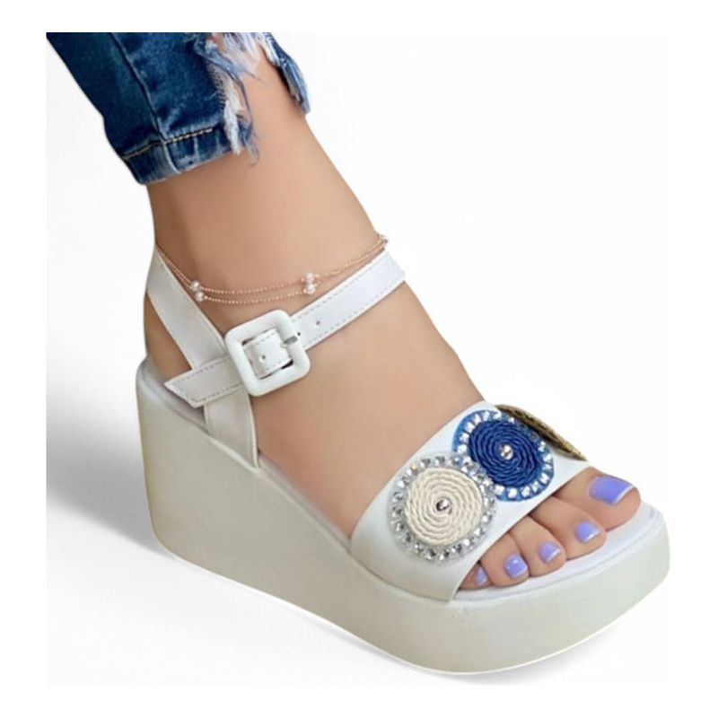 GENERICO - Sandalia Mujer Luna Tejida 1177-55 Color Blanco
