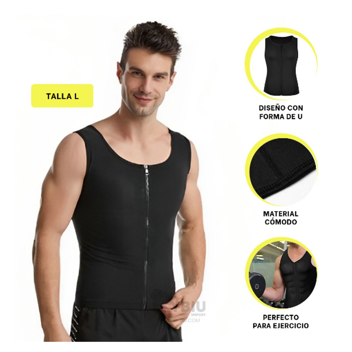 GENERICO - Fajas hombre reductor con cierre - neopreno T- L