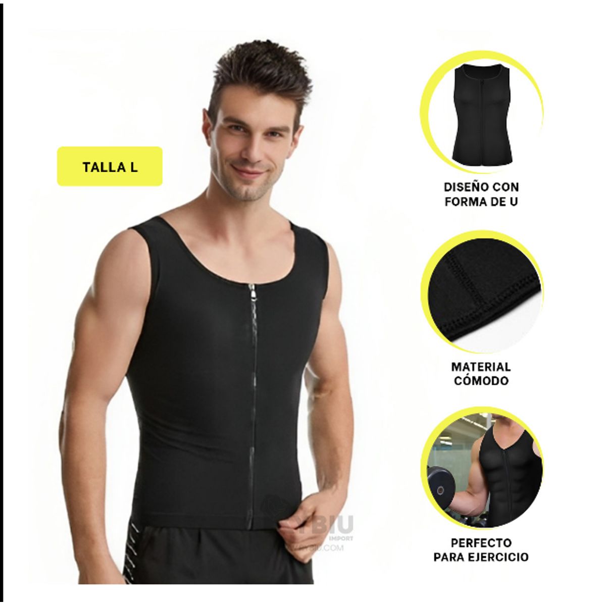 GENERICO - Fajas hombre reductor con cierre - neopreno T- L