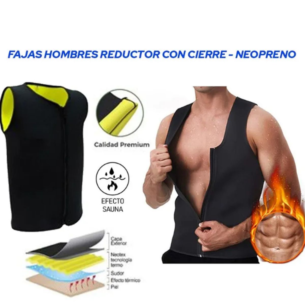 GENERICO - Fajas hombre reductor con cierre - neopreno T- L