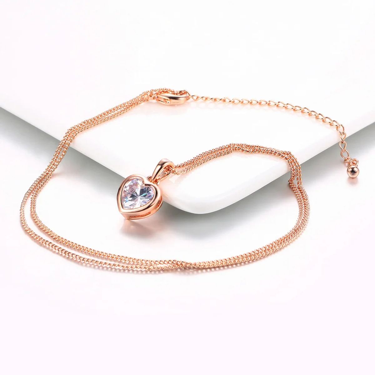 GENIEKA - Set Collar y Pendientes Crystal Heart Novia Amor Novia San Valentin