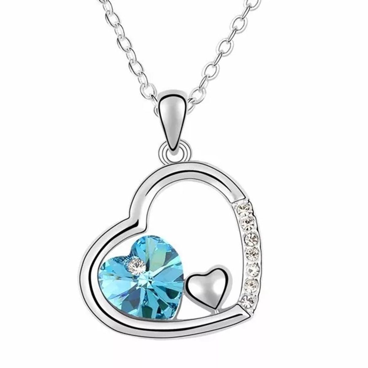 GENIEKA - Juego de Collar +Aretes Turquoise Heart Bisuteria San Valentín Genieka