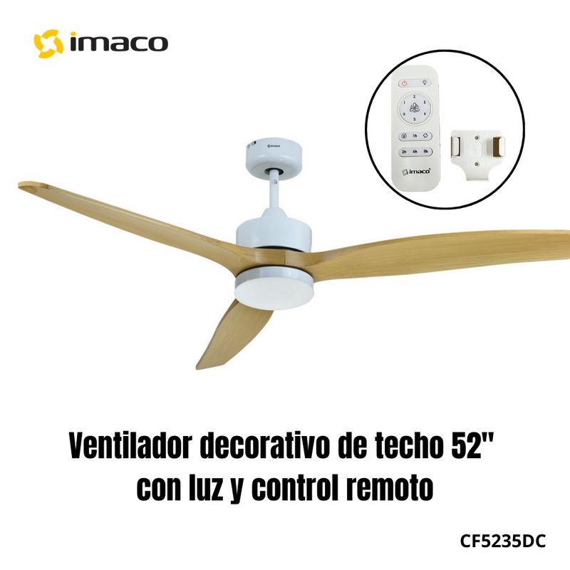 IMACO - Ventilador de techo 52 con luz y control remoto Imaco CF5235DC