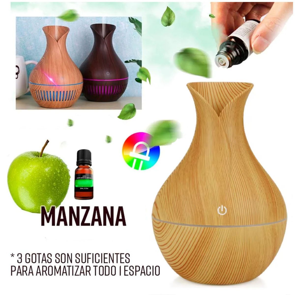 GENERICO - Humidificador Difusor de Aroma con Luz Led Ultrasónico aromaterapia