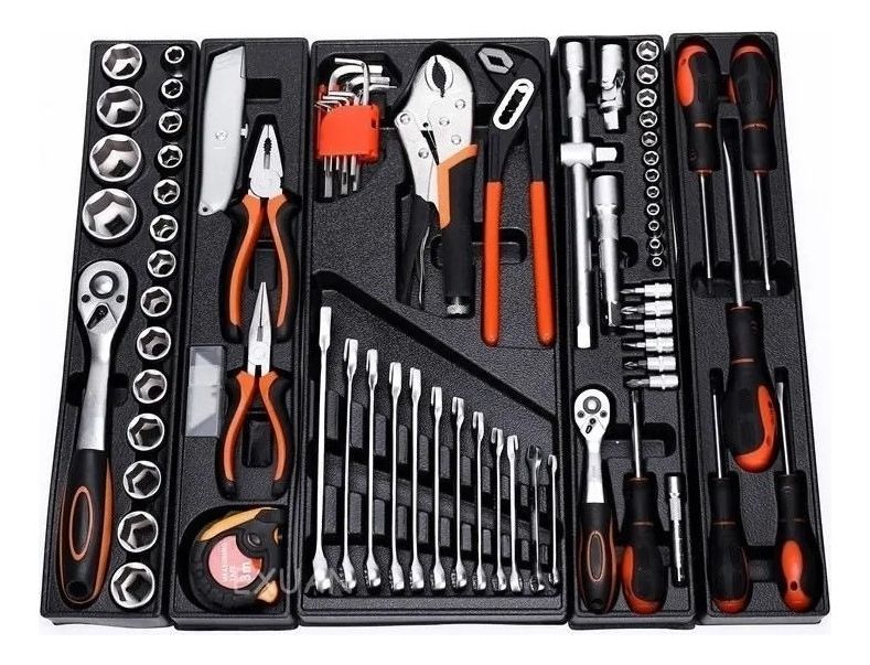 QUICK - Caja De Herramientas Set 85 Pieza Plegable 5 Niveles Metal
