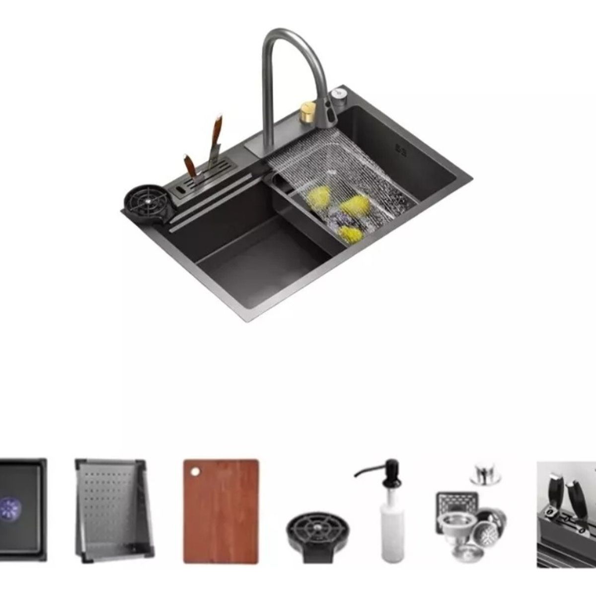 LABALAOS - Lavaplatos Multifuncional De Acero Inoxidable 75x46cm