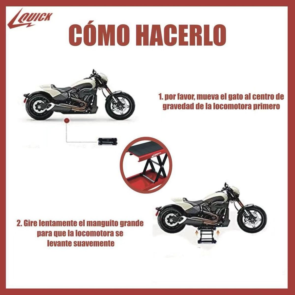 QUICK - Mesa Elevadora Jack Para Motocicleta Gato Elevador Bowoshen