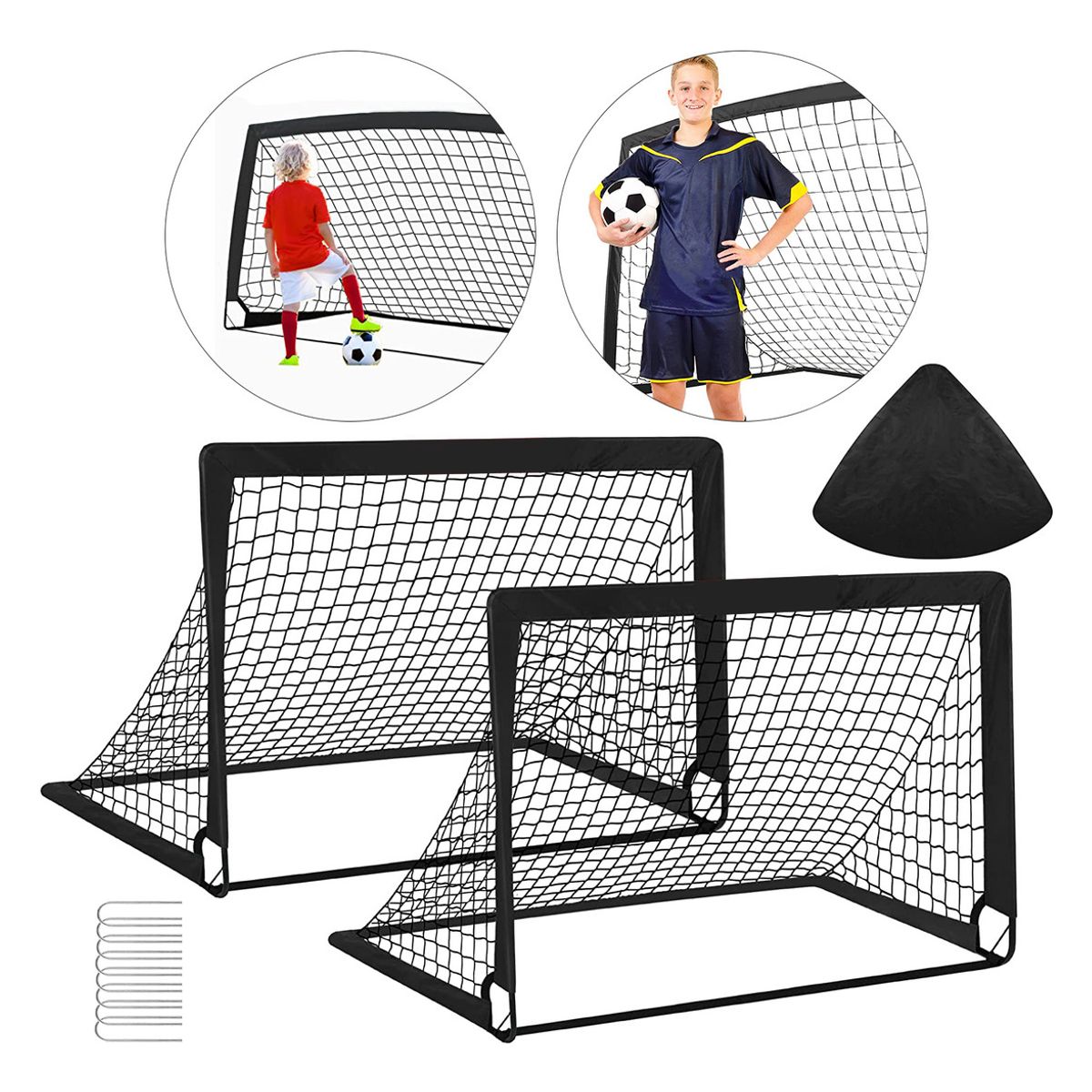 U BUY - 2 Juego De Porterías De Fútbol Portátil Para Niños 12090cm