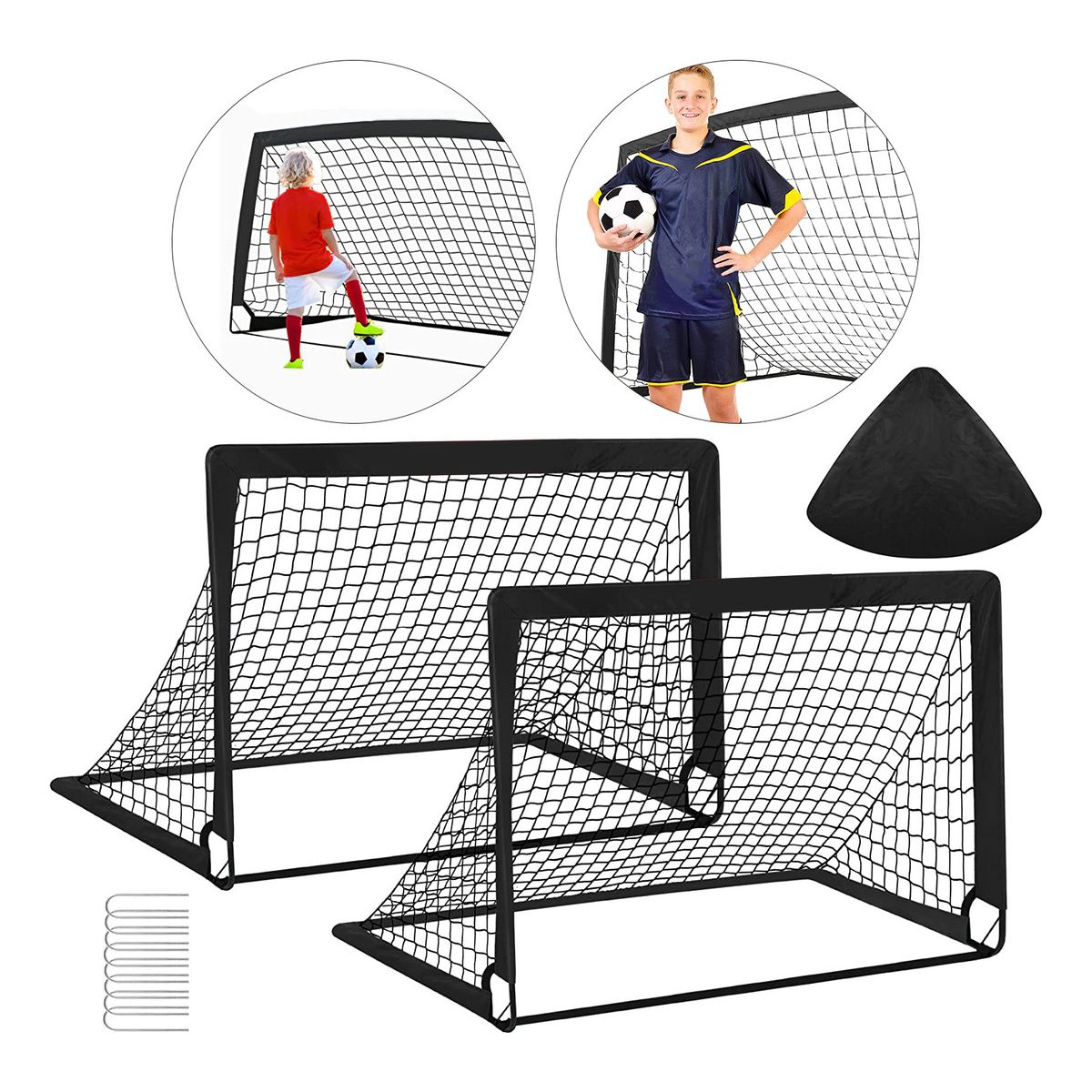 U BUY - 2 Juego De Porterías De Fútbol Portátil Para Niños 12090cm