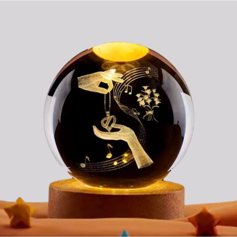 GENERICO - Adorno Lampara de Mesa  Esfera 3D Music Navidad  - Luz Cálida