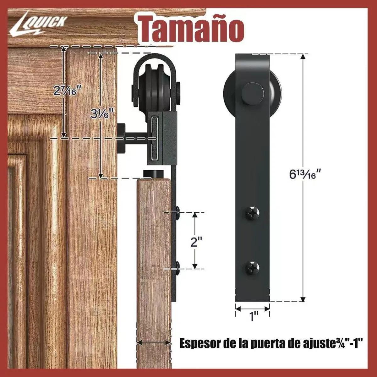 QUICK - Quick Kit Correderas 2mt Para Colgar 1 Puerta Estilo Granero