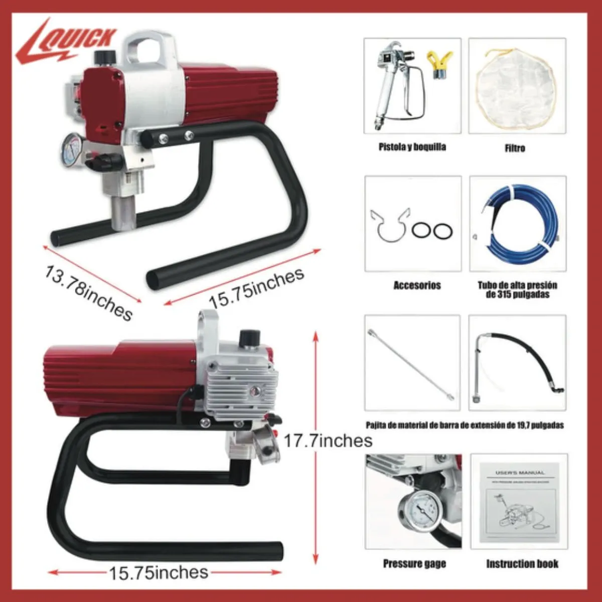 QUICK - Quick Equipo Pintura Airless 1700w 3200psi Profesional