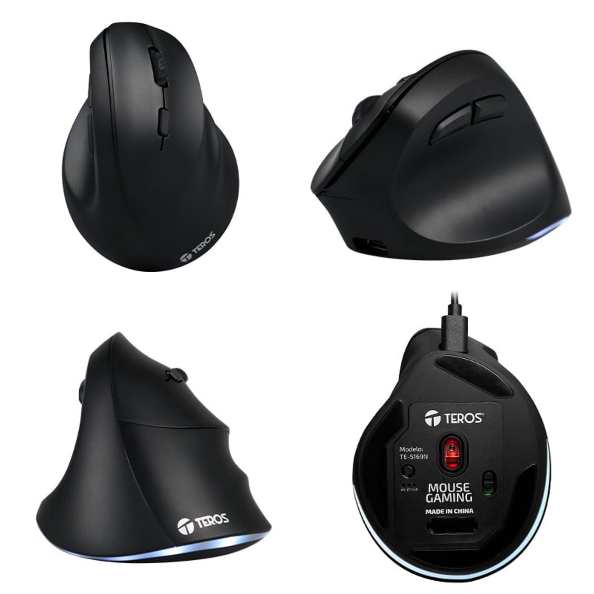 TEROS - Mouse Teros TE-5169N, Inalámbrico Doble Modo: 2.4G+Bluetooth, 2400