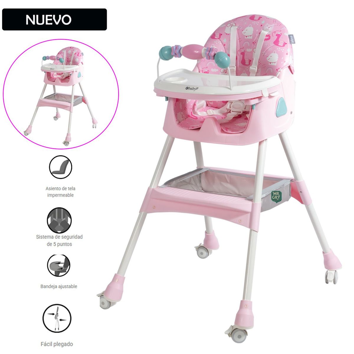 EBABY - Nueva Silla de Comer Ebaby con Mecedora DALI Fucsia