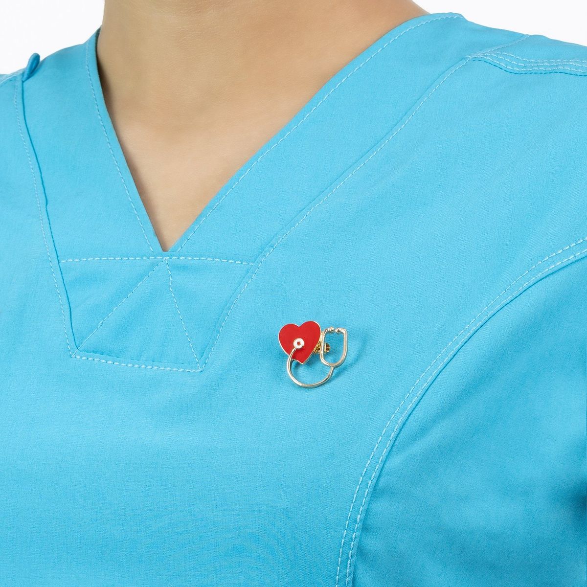 GENERICO - Pin Médico de Metal Kamed Estetoscopio con Corazón