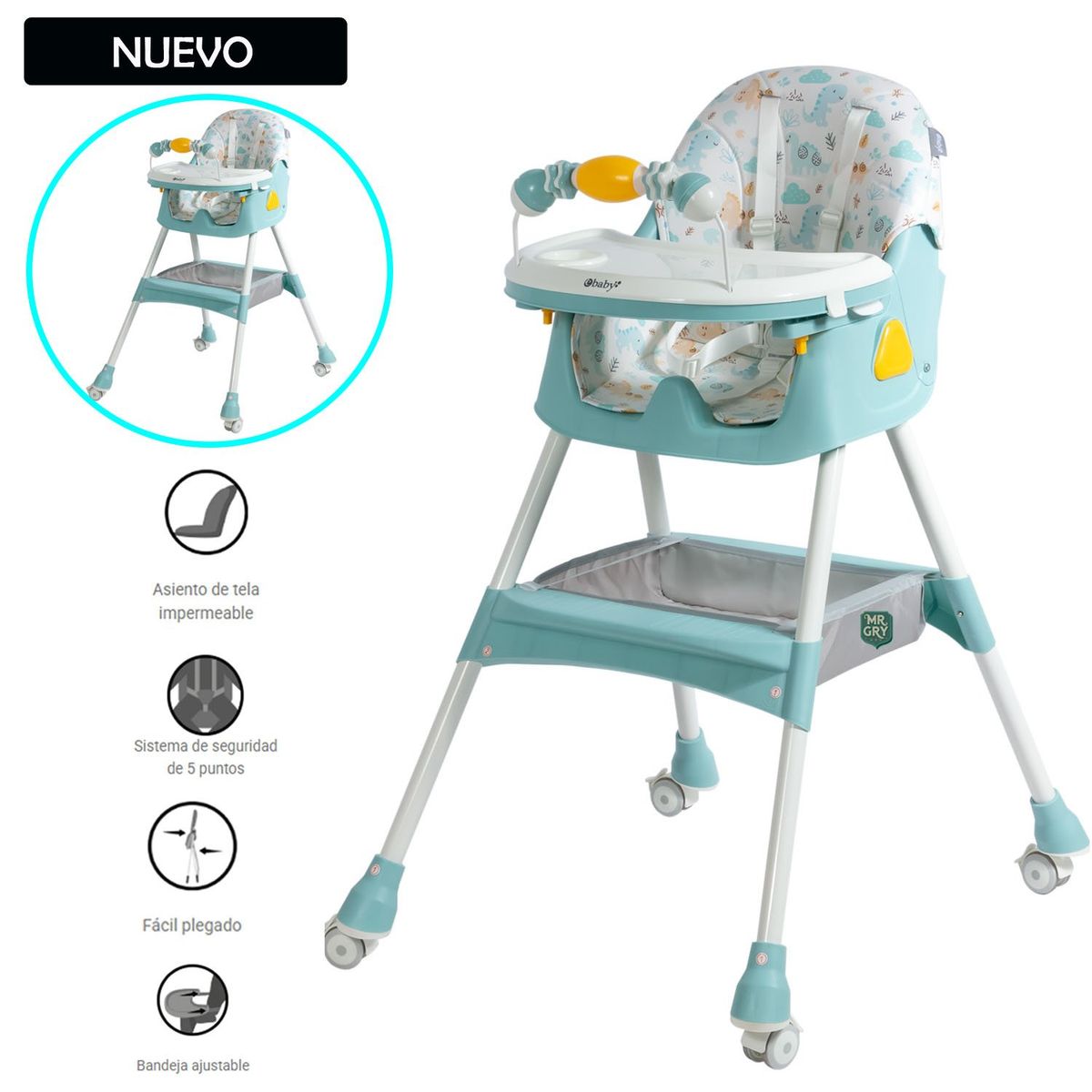 EBABY - Nueva Silla de Comer Ebaby con Mecedora DALI Verde