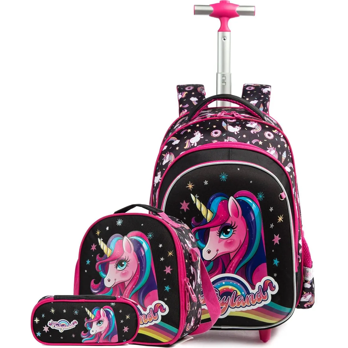 GENERICO - Mochila Con Ruedas Set Completo Unicornio Para Niñas
