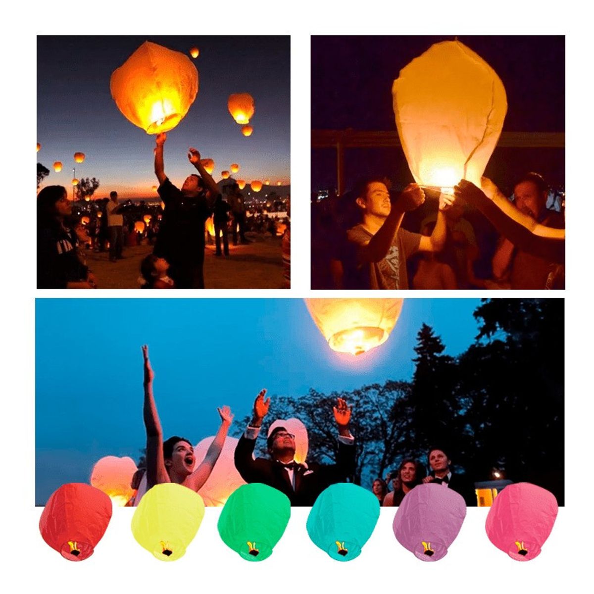 GENERICO - Globos de cantoya pack x3 unidades