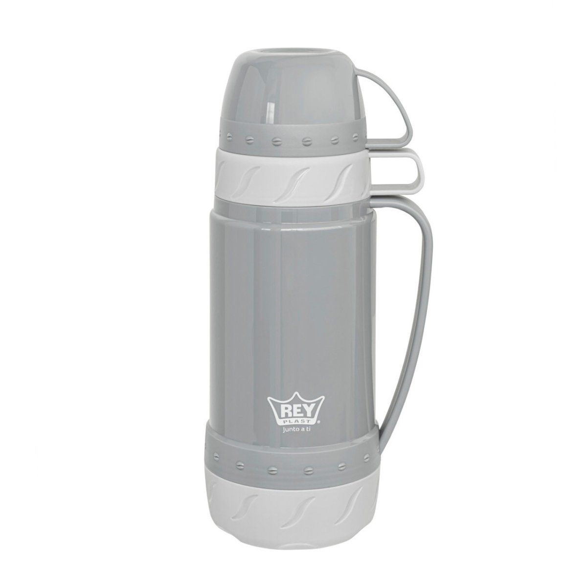 REY PLAST - Termo Golden Rose 1 L Conserva Temperatura Gris Claro y Oscuro
