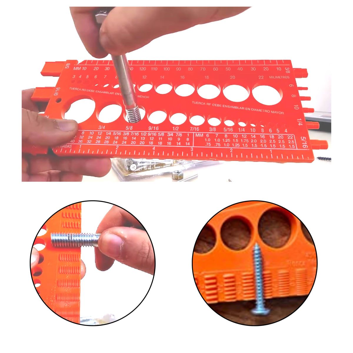 TRUPER - Regleta medidora de tuercas y tornillos, 22 cm, Truper