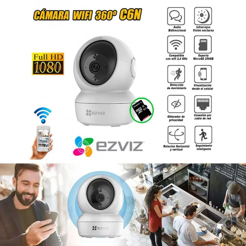 EZVIZ - Cámara Seguridad IP Robótica EZVIZ C6N 1080p Wifi Visión Nocturna 360°