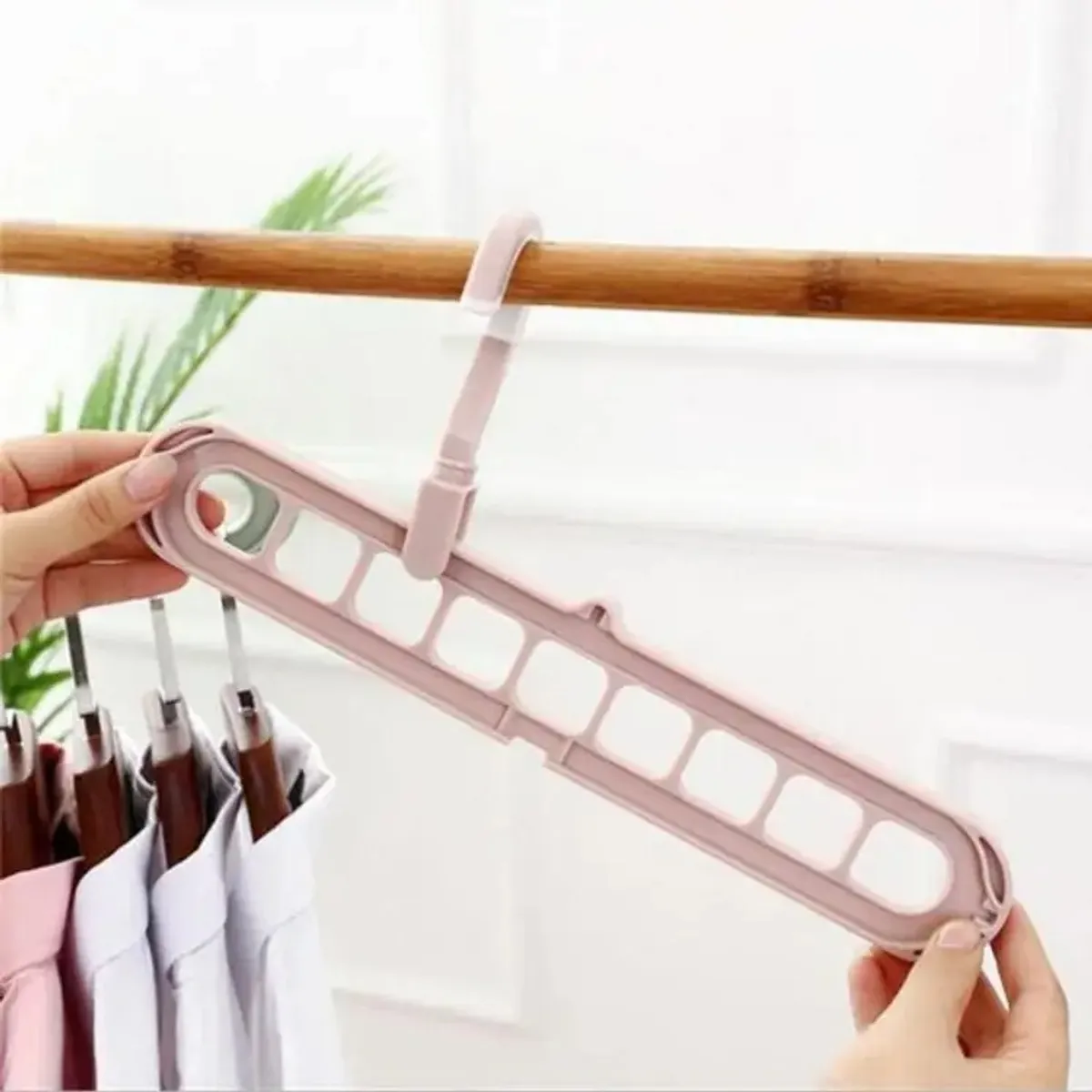 GENERICO - Set De 8 Gancho Magico de Ropa Ahorra Espacio Palo Rosa