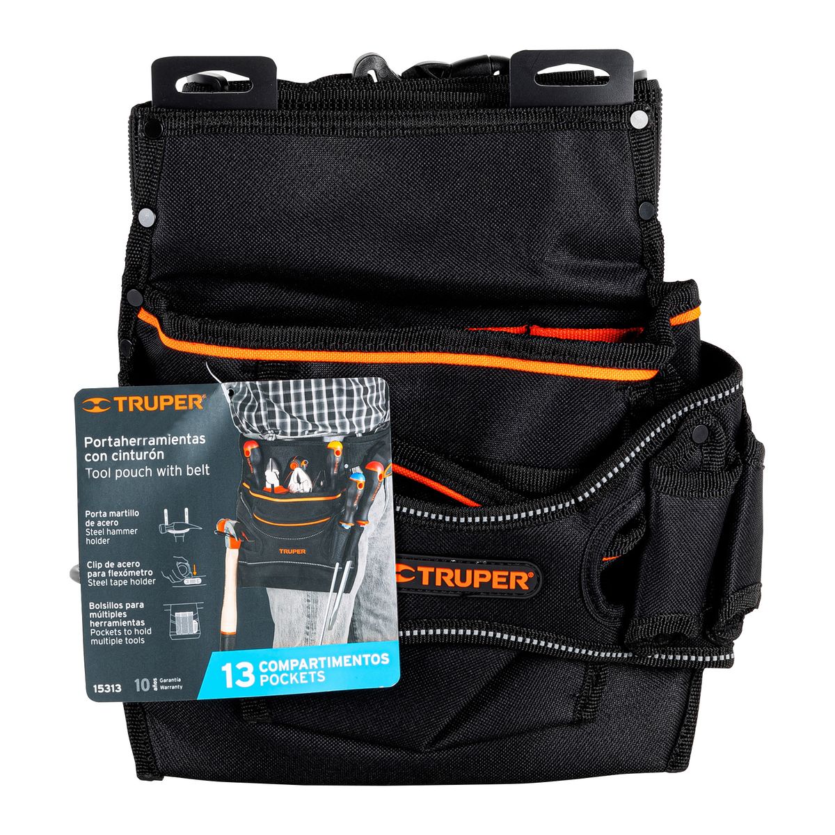 TRUPER - Porta herramientas de poliéster, 13 compartimentos, Truper
