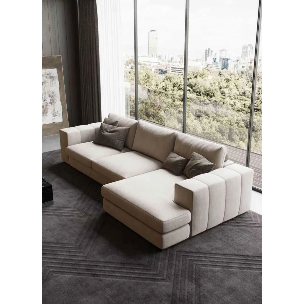 GENERICO - SECCIONAL L 2 CURPOS color crema + 5 COJINES REGALO