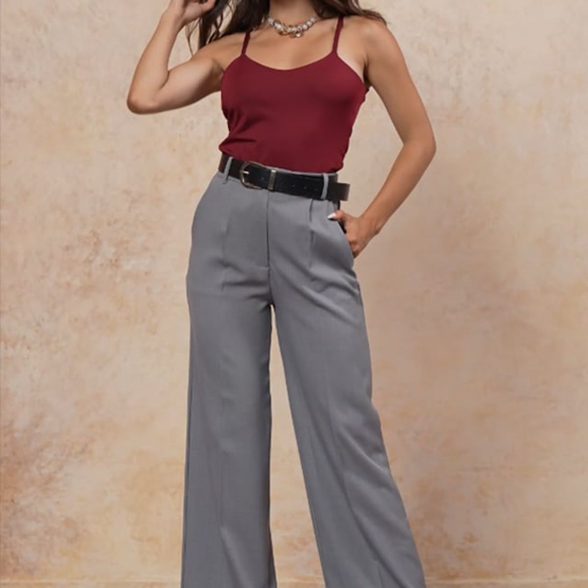 GENERICO - Top Básico Mujer Ayla Color Topo Estacion 108