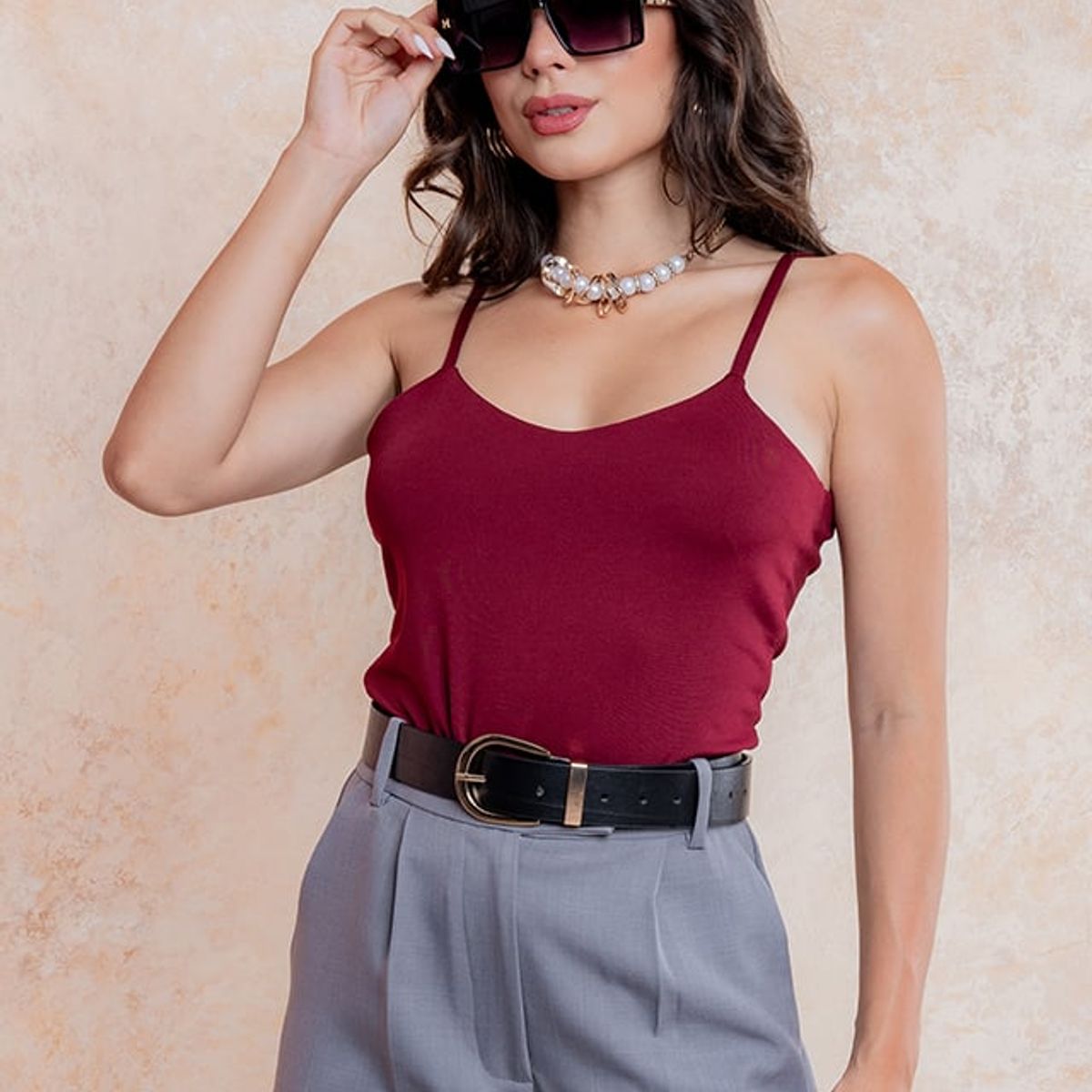 GENERICO - Top Básico Mujer Ayla Color Beige Estacion 108