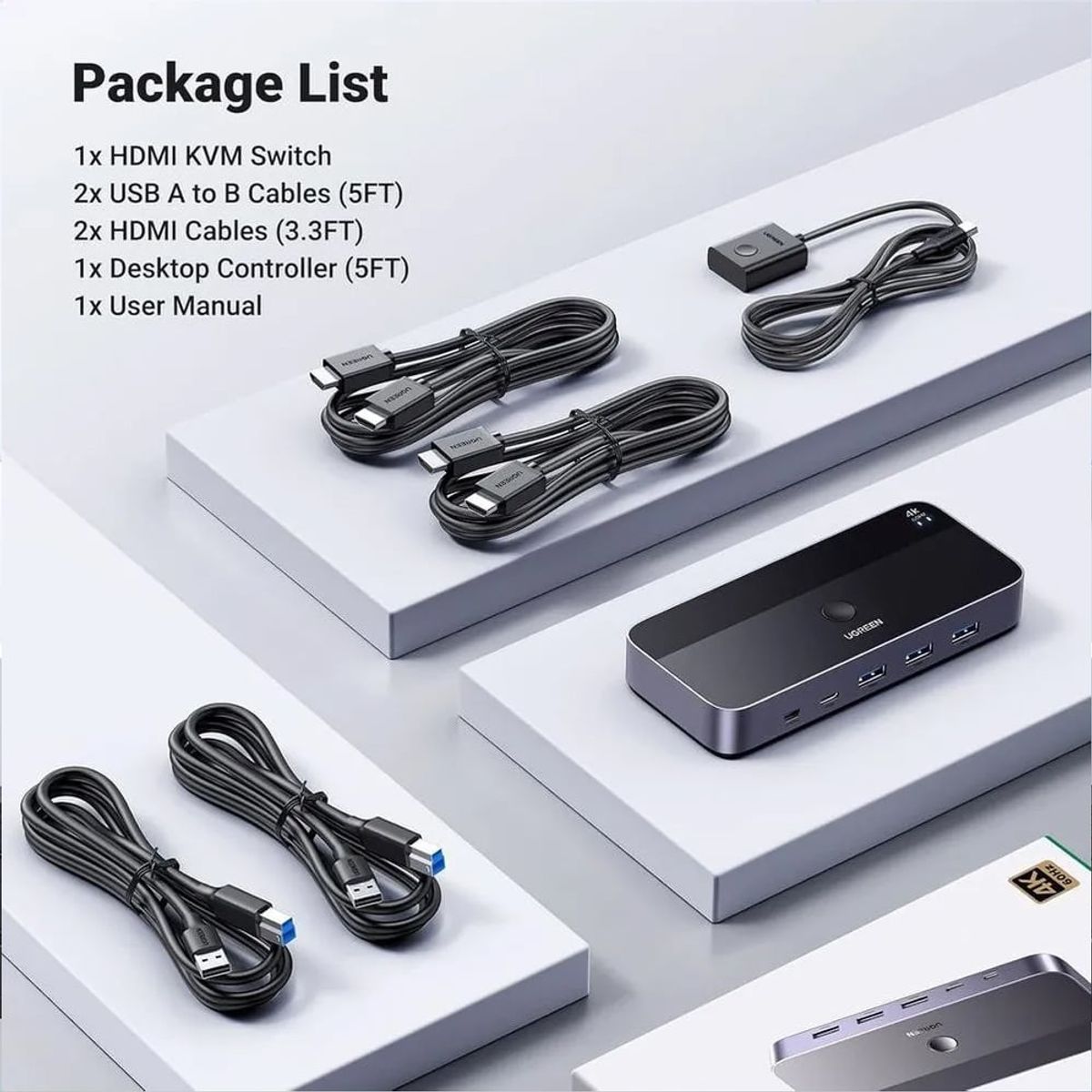 UGREEN - Switch HDMI 4K 60Hz KVM 2 In 1 Out UGREEN Conmutador