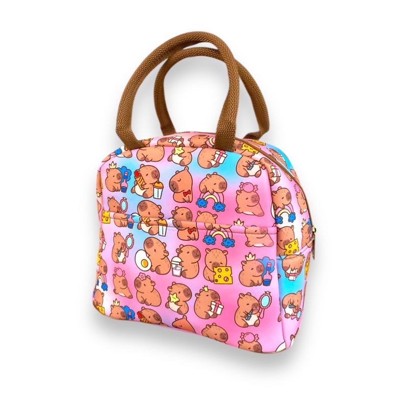 GENERICO - Lonchera Térmica Portátil Impermeable Diseño Capibara color Rosa